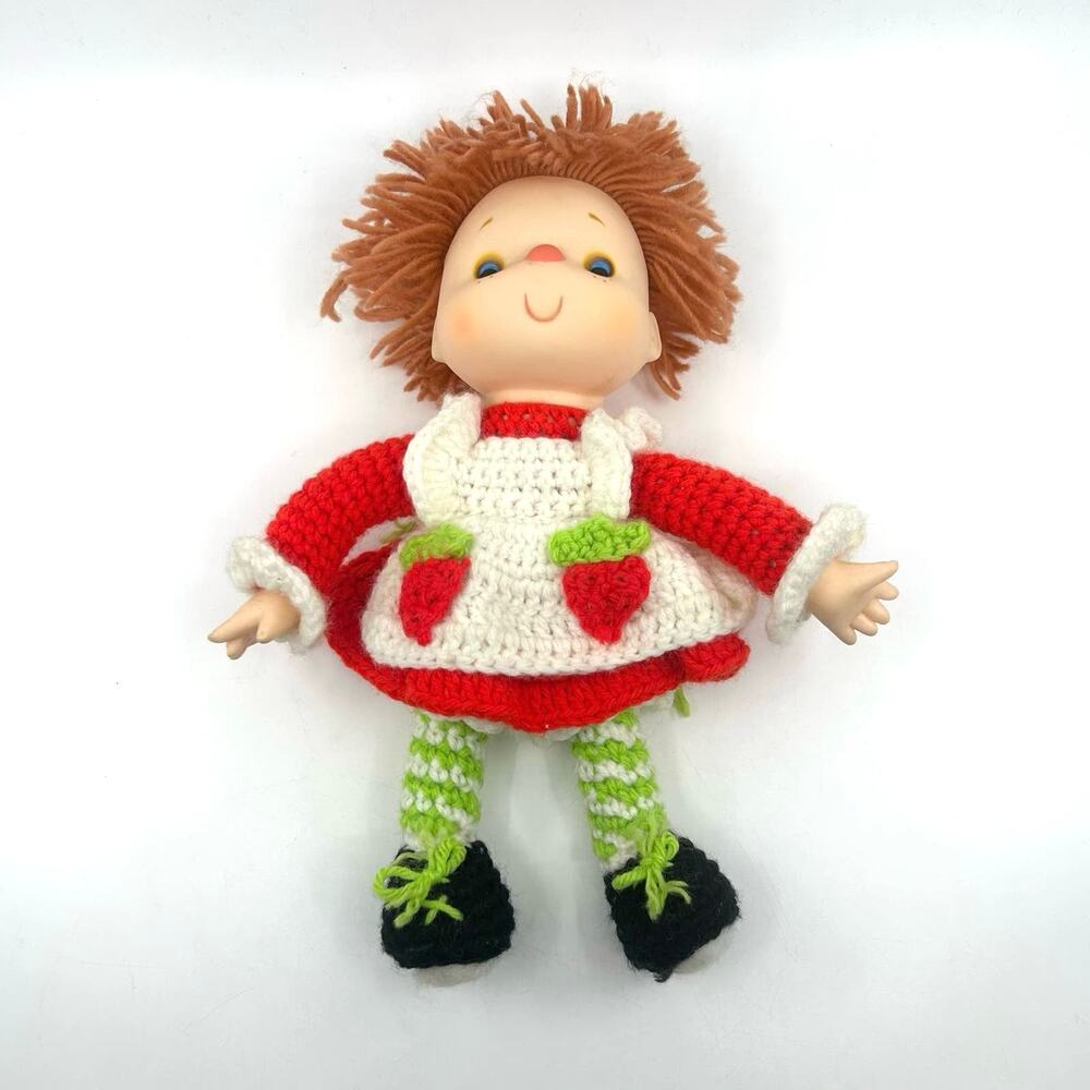 VTG Strawberry Shortcake Doll Hong Kong Crochet Body/dress Plastic Head Handmade